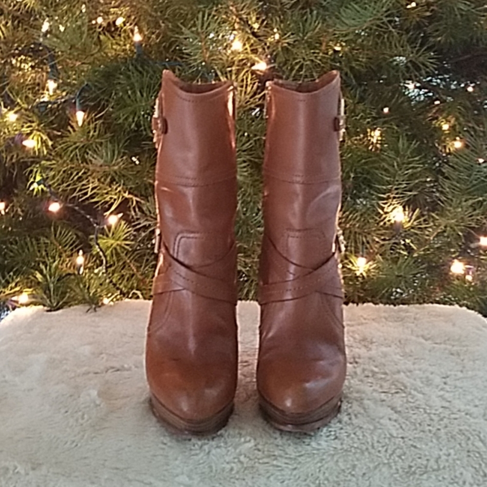 Michael Kors Leather Heeled Boot with Gold Buckle - Picture 5 of 6